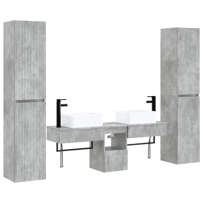 Set de mobilier pentru baie 5 buc. Gri Beton 33 x 34,5 x 160 cm WALTI