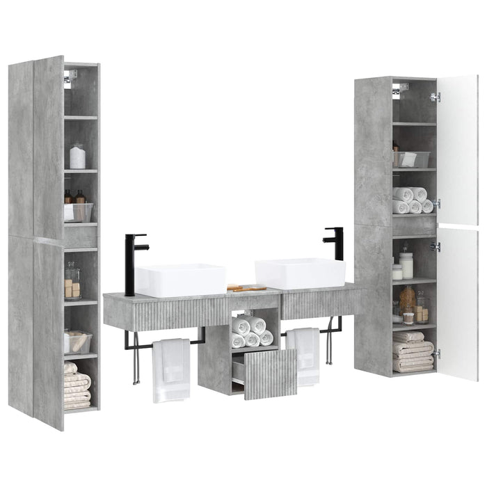Set de mobilier pentru baie 5 buc. Gri Beton 33 x 34,5 x 160 cm WALTI