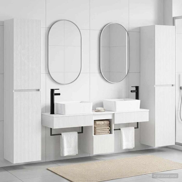 Set de mobilier pentru baie 5 buc. Alb foarte lucios WALTI