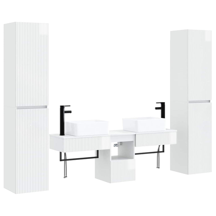 Set de mobilier pentru baie 5 buc. Alb foarte lucios WALTI