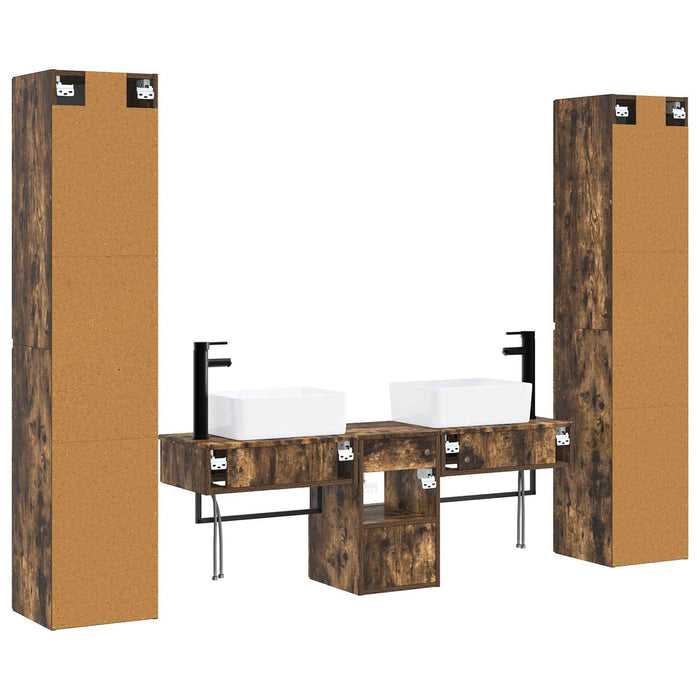 Set de mobilier pentru baie 5 buc. Stejar fumuriu WALTI