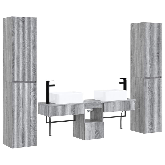 Set de mobilier pentru baie 5 buc. Sonoma gri WALTI