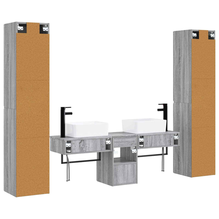 Set de mobilier pentru baie 5 buc. Sonoma gri WALTI