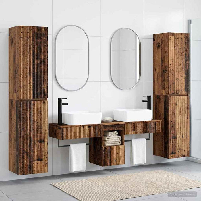 Set de mobilier pentru baie 5 buc. Lemn vechi WALTI