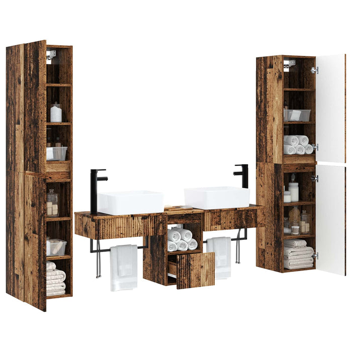 Set de mobilier pentru baie 5 buc. Lemn vechi WALTI