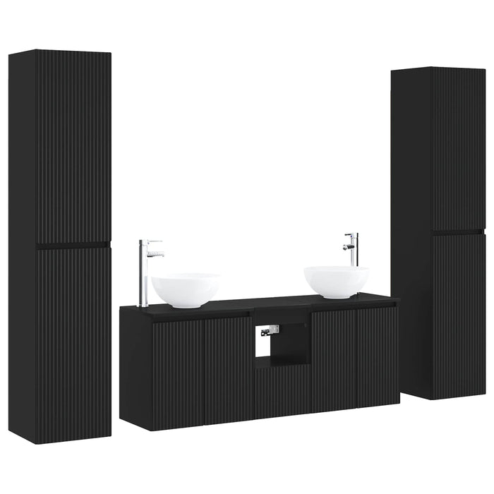 Set de mobilier pentru baie 5 buc. Negru 33 x 34,5 x 160 cm WALTI