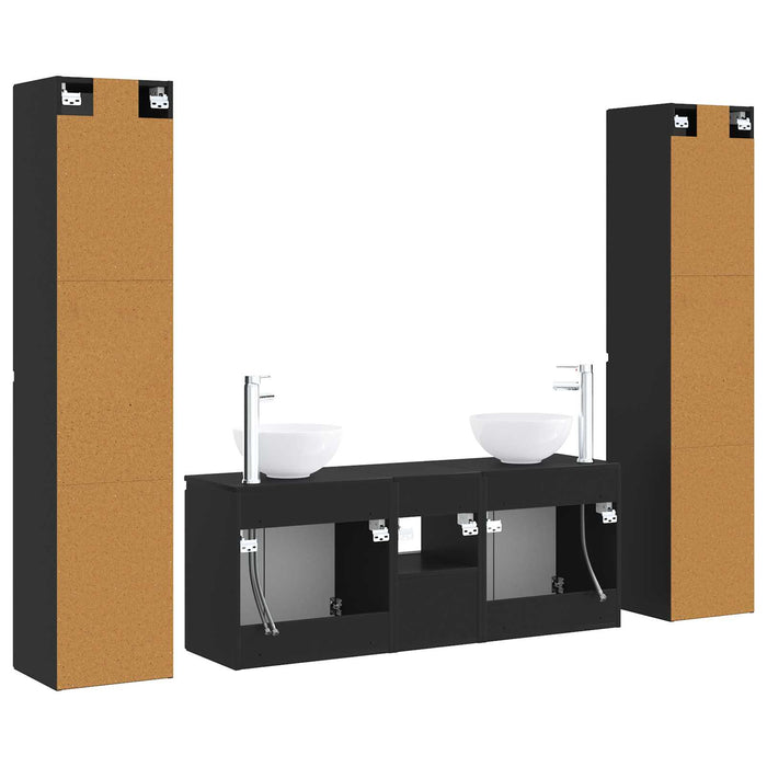 Set de mobilier pentru baie 5 buc. Negru 33 x 34,5 x 160 cm WALTI