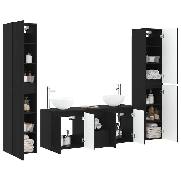 Set de mobilier pentru baie 5 buc. Negru 33 x 34,5 x 160 cm WALTI