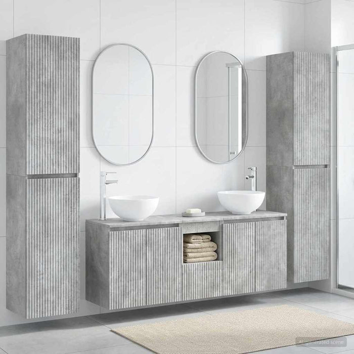 Set de mobilier pentru baie 5 buc. Gri Beton 33 x 34,5 x 160 cm WALTI