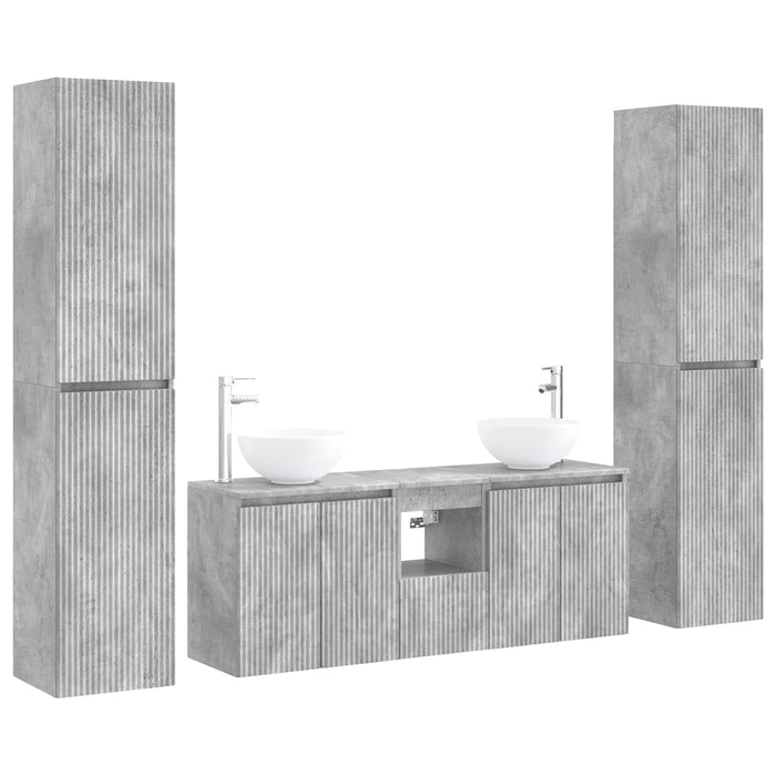 Set de mobilier pentru baie 5 buc. Gri Beton 33 x 34,5 x 160 cm WALTI