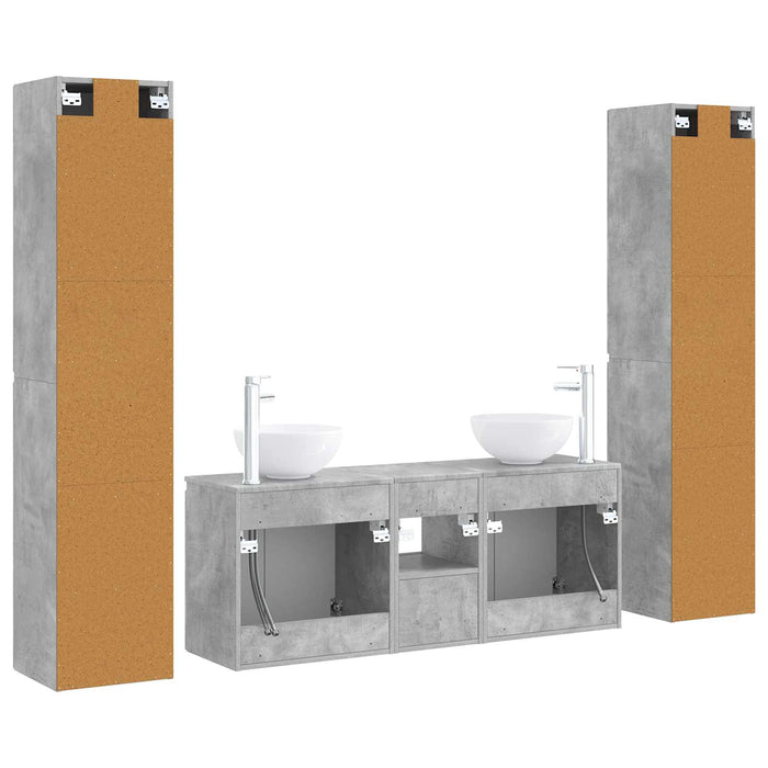 Set de mobilier pentru baie 5 buc. Gri Beton 33 x 34,5 x 160 cm WALTI