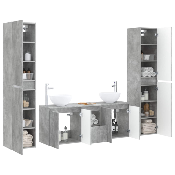 Set de mobilier pentru baie 5 buc. Gri Beton 33 x 34,5 x 160 cm WALTI