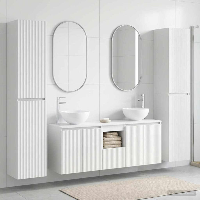 Set de mobilier pentru baie 5 buc. Alb foarte lucios WALTI