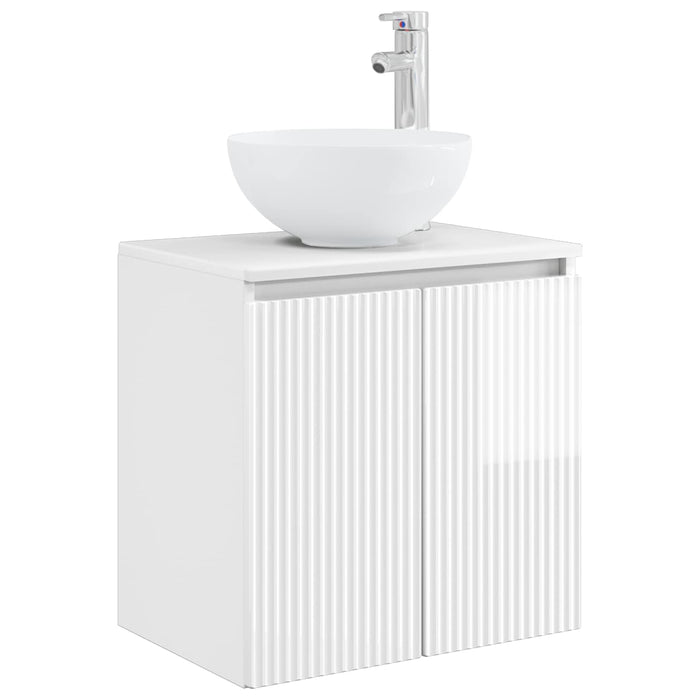 Set de mobilier pentru baie 5 buc. Alb foarte lucios WALTI