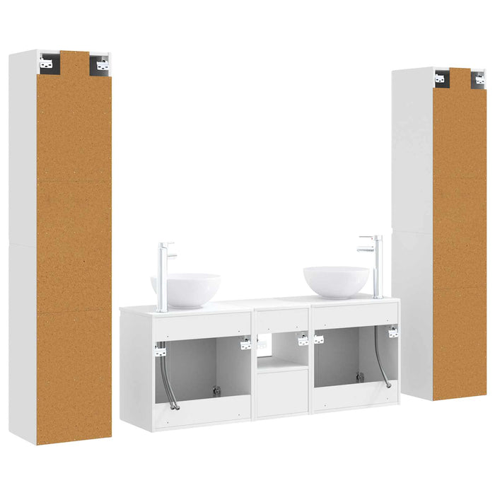 Set de mobilier pentru baie 5 buc. Alb foarte lucios WALTI