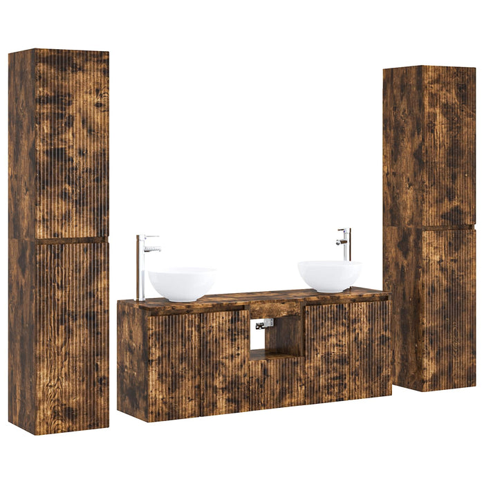 Set de mobilier pentru baie 5 buc. Stejar fumuriu WALTI