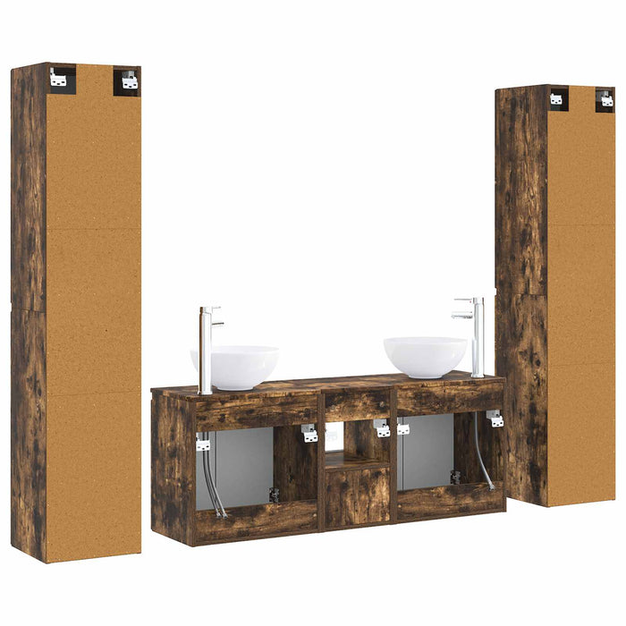 Set de mobilier pentru baie 5 buc. Stejar fumuriu WALTI