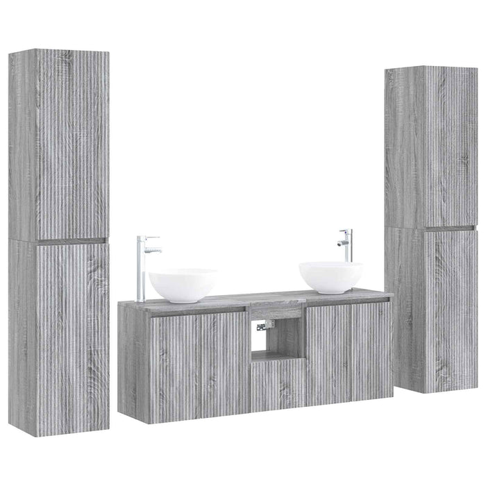 Set de mobilier pentru baie 5 buc. Sonoma gri WALTI