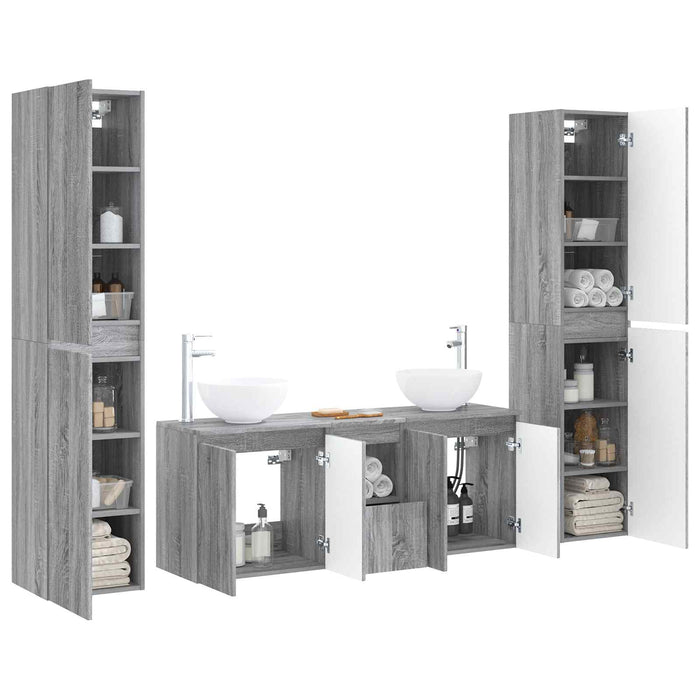 Set de mobilier pentru baie 5 buc. Sonoma gri WALTI