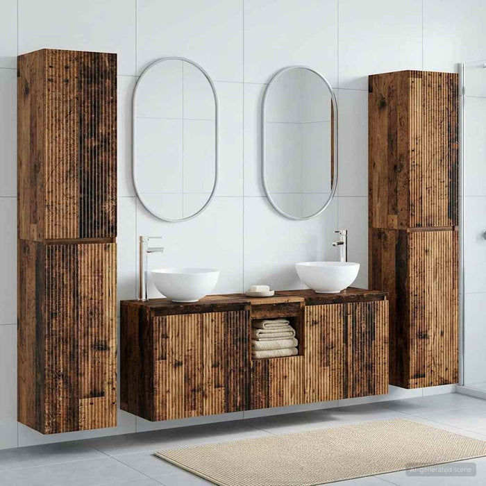 Set de mobilier pentru baie 5 buc. Lemn vechi WALTI
