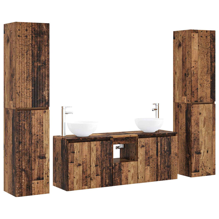 Set de mobilier pentru baie 5 buc. Lemn vechi WALTI