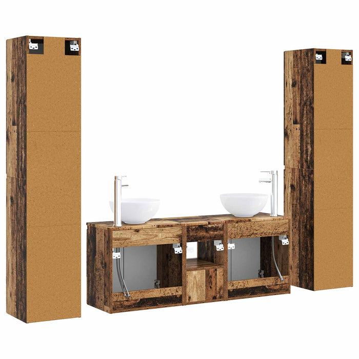 Set de mobilier pentru baie 5 buc. Lemn vechi WALTI