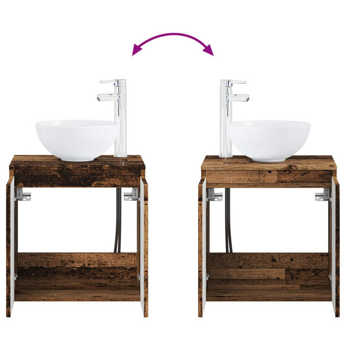 Set de mobilier pentru baie 5 buc. Lemn vechi WALTI