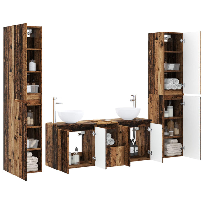 Set de mobilier pentru baie 5 buc. Lemn vechi WALTI