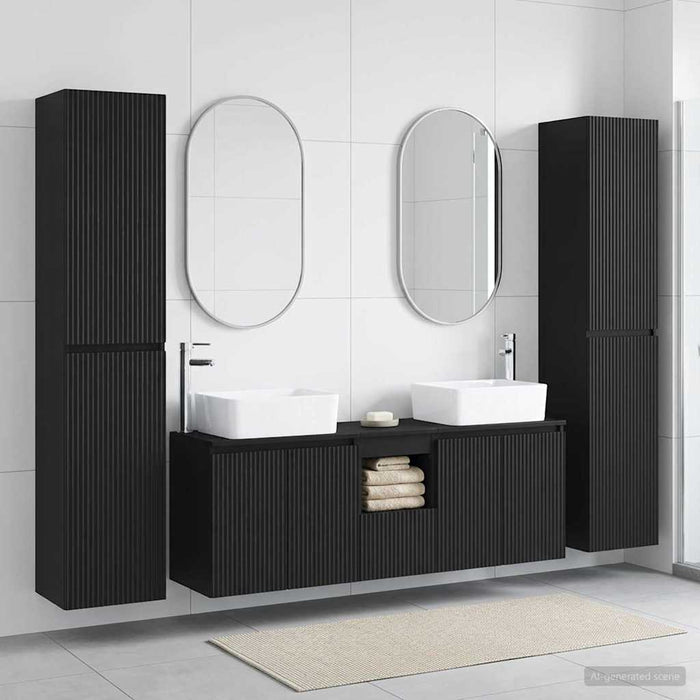 Set de mobilier pentru baie 5 buc. Negru 33 x 34,5 x 160 cm WALTI