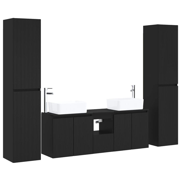 Set de mobilier pentru baie 5 buc. Negru 33 x 34,5 x 160 cm WALTI