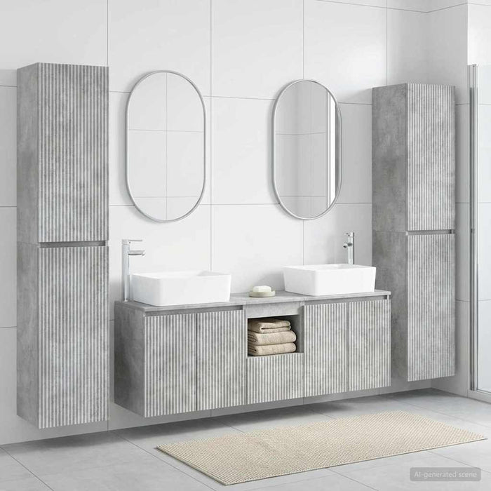 Set de mobilier pentru baie 5 buc. Gri Beton 33 x 34,5 x 160 cm WALTI