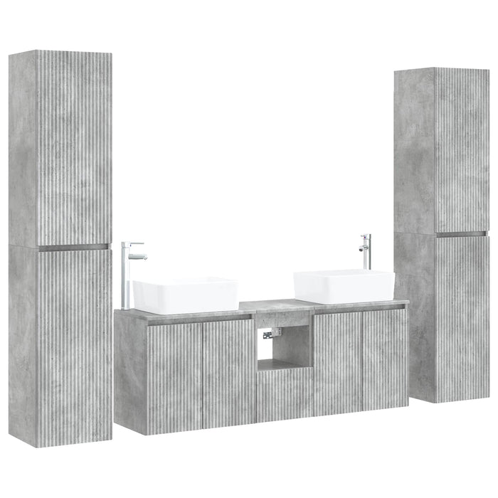 Set de mobilier pentru baie 5 buc. Gri Beton 33 x 34,5 x 160 cm WALTI