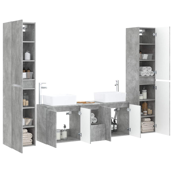 Set de mobilier pentru baie 5 buc. Gri Beton 33 x 34,5 x 160 cm WALTI