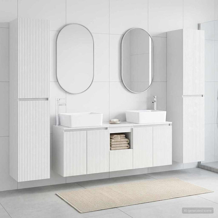 Set de mobilier pentru baie 5 buc. Alb foarte lucios WALTI
