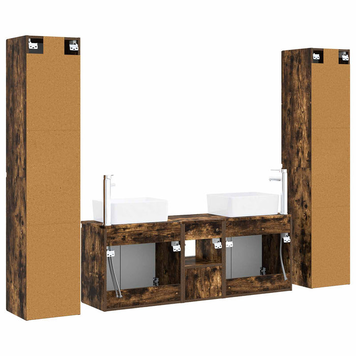 Set de mobilier pentru baie 5 buc. Stejar fumuriu WALTI
