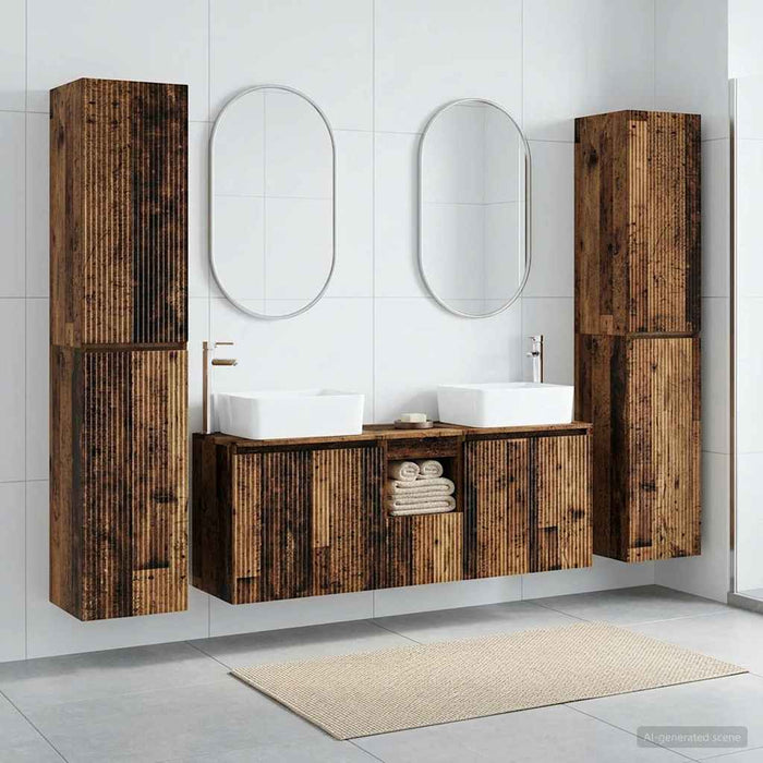Set de mobilier pentru baie 5 buc. Lemn vechi WALTI