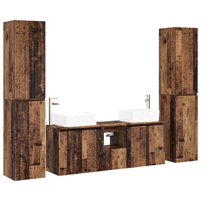 Set de mobilier pentru baie 5 buc. Lemn vechi WALTI