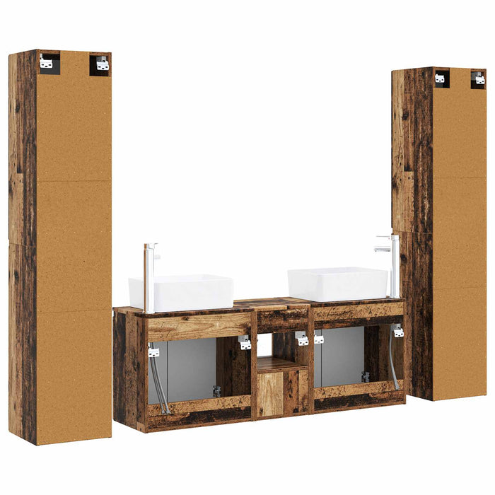 Set de mobilier pentru baie 5 buc. Lemn vechi WALTI