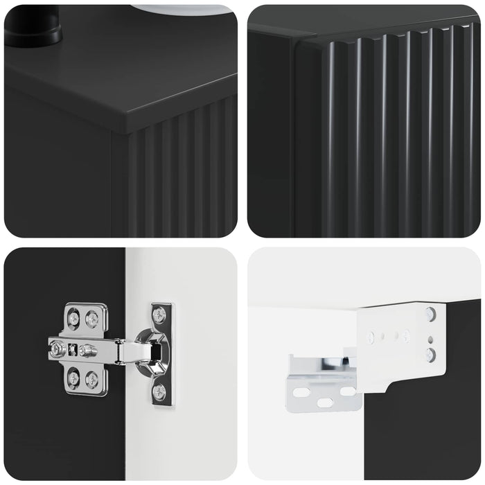 Set de mobilier pentru baie 3 buc. Negru 33 x 34,5 x 160 cm WALTI