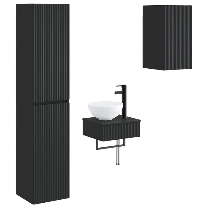 Set de mobilier pentru baie 3 buc. Negru 33 x 34,5 x 160 cm WALTI