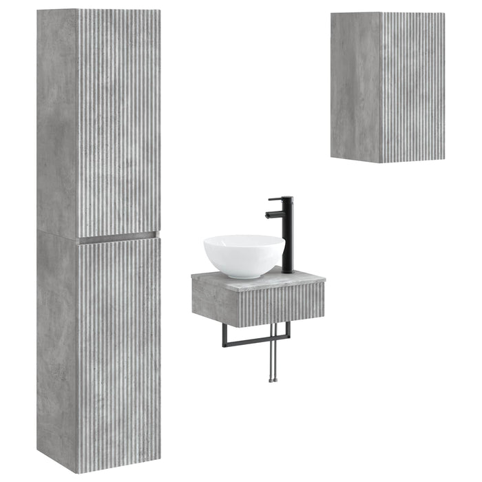 Set de mobilier pentru baie 3 buc. Gri Beton 33 x 34,5 x 160 cm WALTI