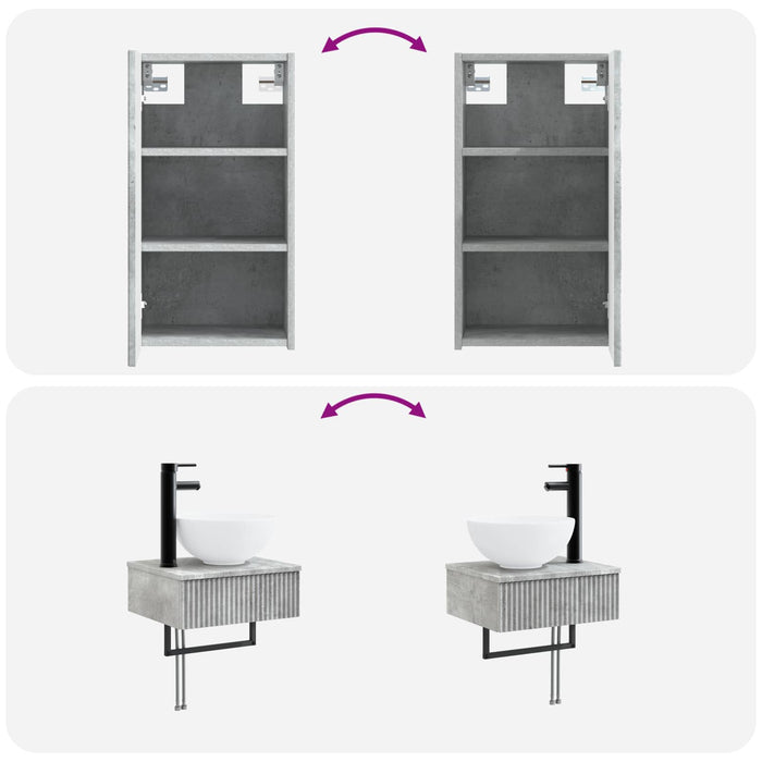 Set de mobilier pentru baie 3 buc. Gri Beton 33 x 34,5 x 160 cm WALTI