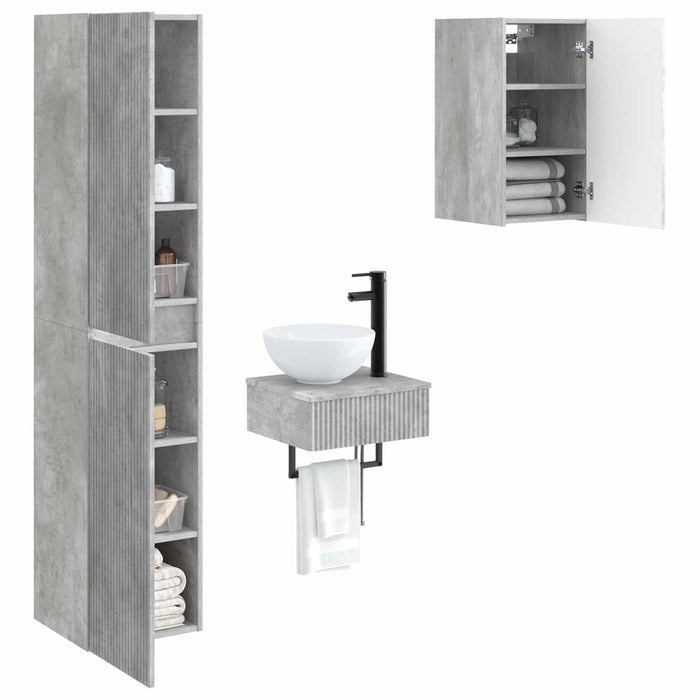 Set de mobilier pentru baie 3 buc. Gri Beton 33 x 34,5 x 160 cm WALTI