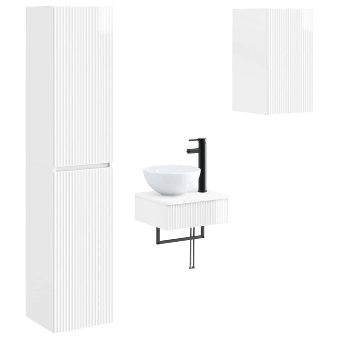 Set de mobilier pentru baie 3 buc. Alb foarte lucios WALTI
