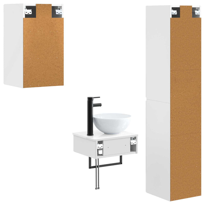 Set de mobilier pentru baie 3 buc. Alb foarte lucios WALTI