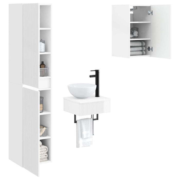 Set de mobilier pentru baie 3 buc. Alb foarte lucios WALTI