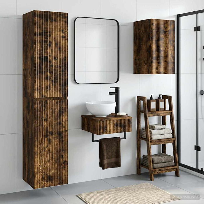 Set de mobilier pentru baie 3 buc. Stejar fumuriu WALTI