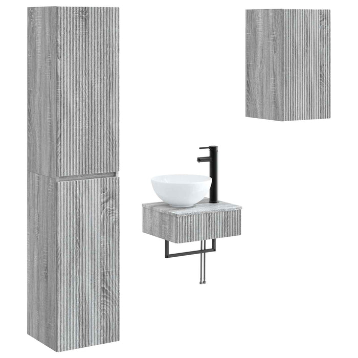 Set de mobilier pentru baie 3 buc. Sonoma gri WALTI