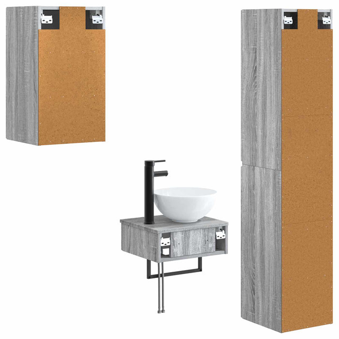 Set de mobilier pentru baie 3 buc. Sonoma gri WALTI