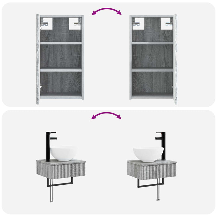Set de mobilier pentru baie 3 buc. Sonoma gri WALTI